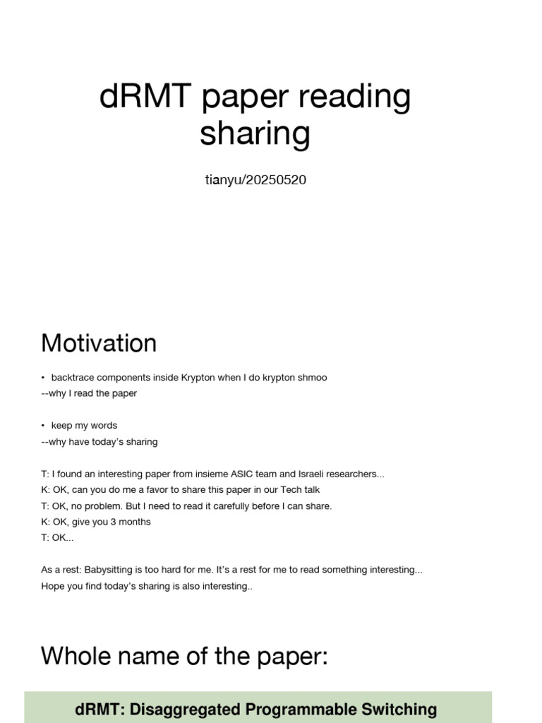 dRMT: Disaggregated Memory & Compute Insights | PDF