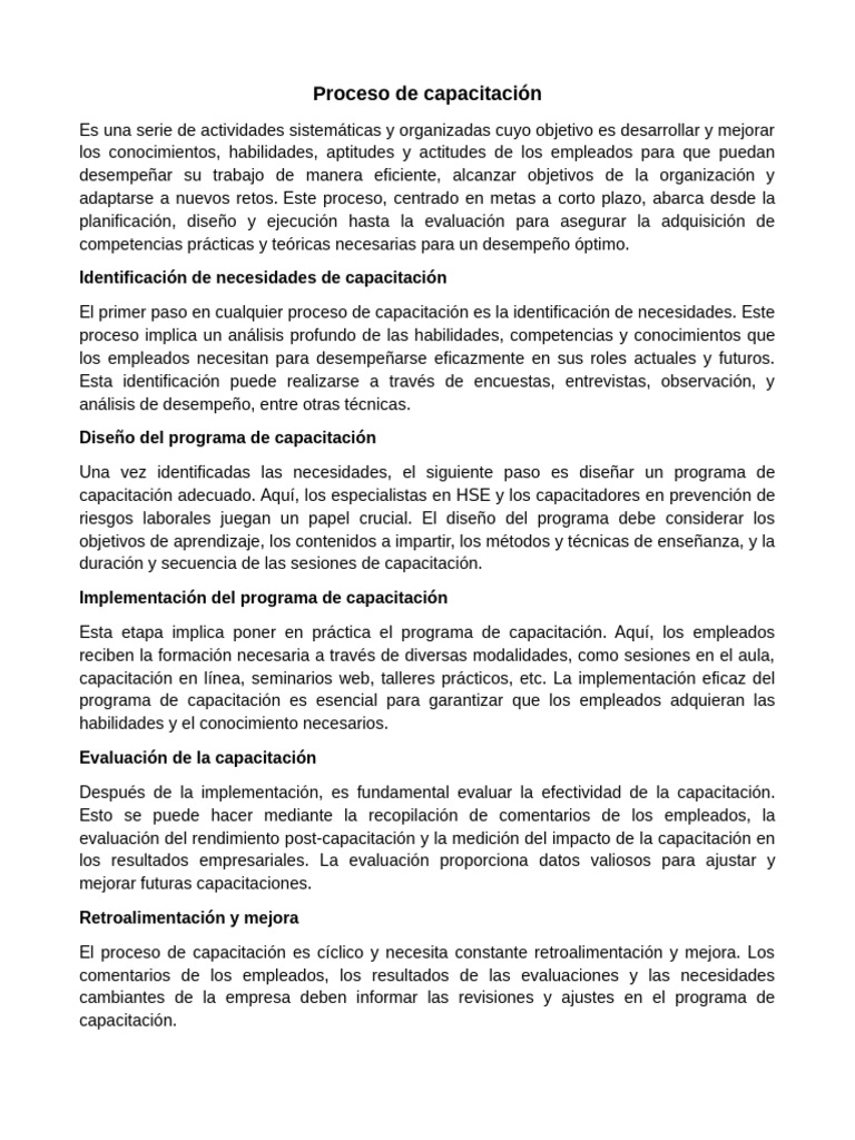 Proceso de Capacitación y Herramientas de Capacitación | PDF ...