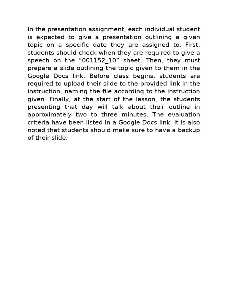 Student Presentation Assignment Guide | PDF
