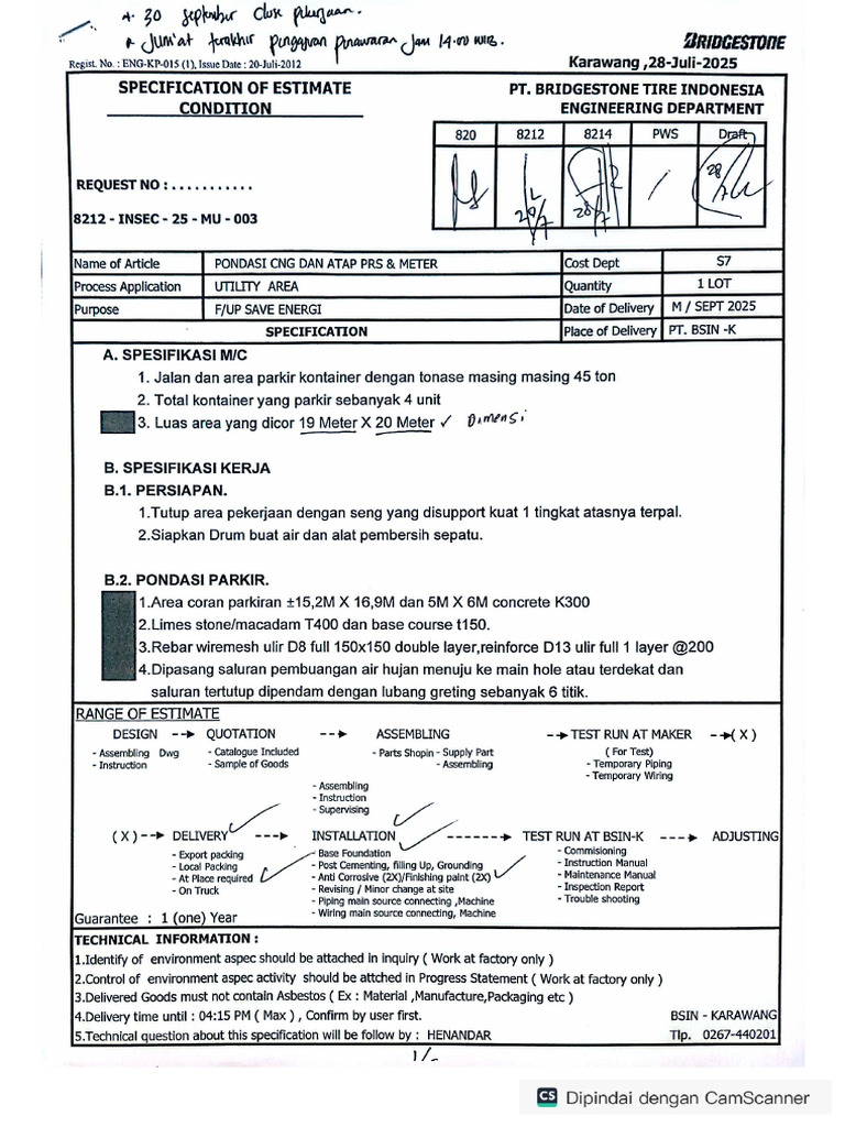 Hasil Genba Ulang Pondasi CNG Dan Atap Prs & Meter | PDF