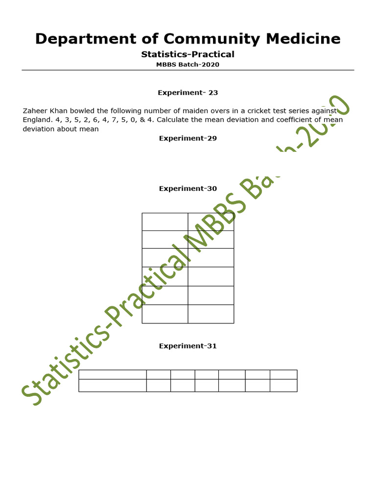 Statistical Practical 2020 | PDF | Standard Deviation