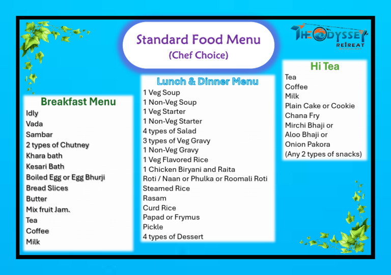 Standard Chef's Choice Food Menu | PDF