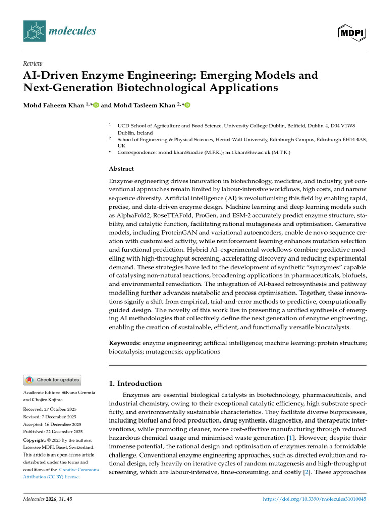 AI in Enzyme Engineering: Innovations & Applications | PDF | Machine ...
