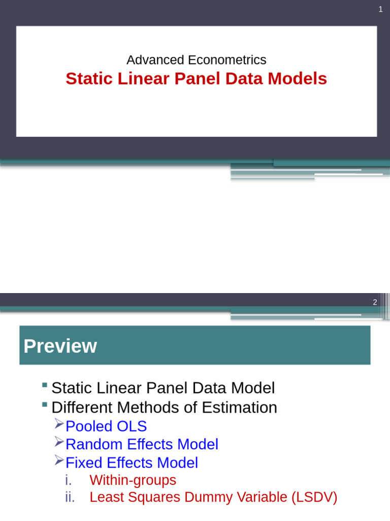 Static Linear Panel Data Models Guide | PDF | Fixed Effects Model ...