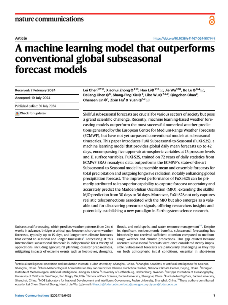Machine Learning for Subseasonal Forecasts | PDF | Weather Forecasting ...