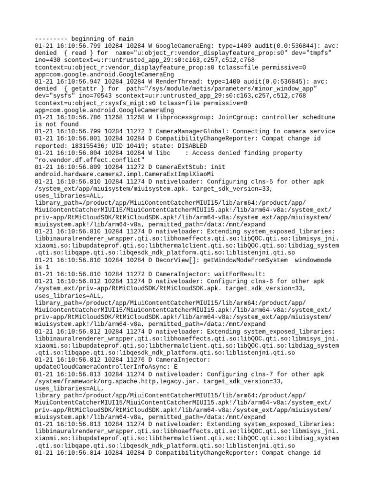 Camera Service Access Log Errors | PDF | System Software | Computer ...