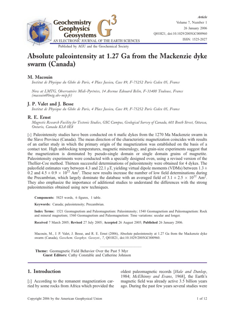 Geochem Geophys Geosyst - 2006 - Macouin - Absolute Paleointensity at 1 ...