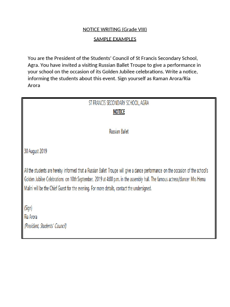 Notice Writing (Revisionviii) | PDF