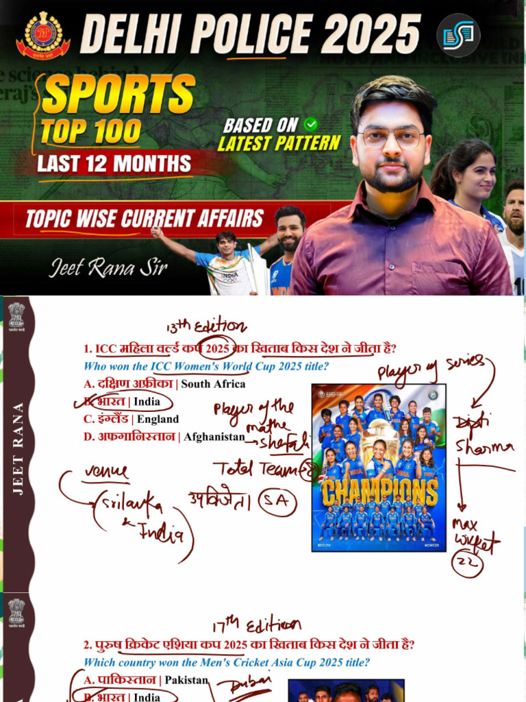 Sports Current Affairs 2025 | PDF