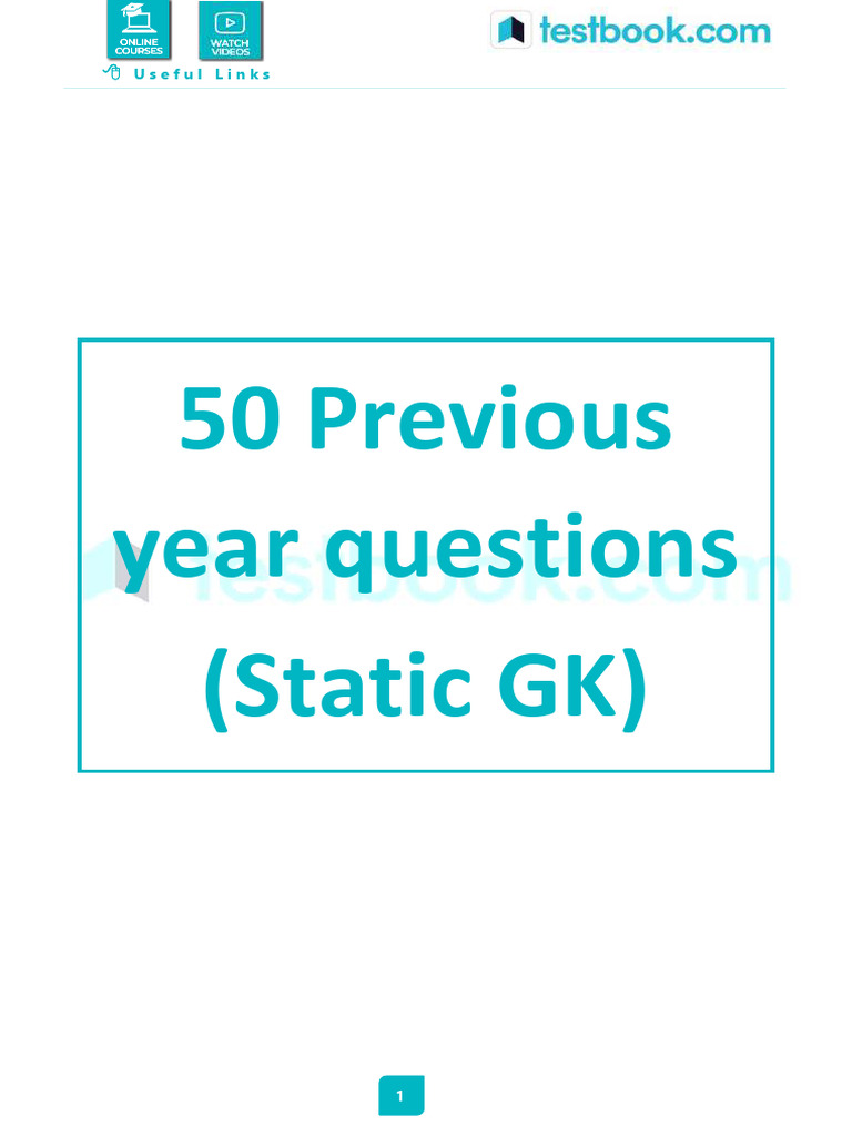 50 Static GK Questions with Answers | PDF