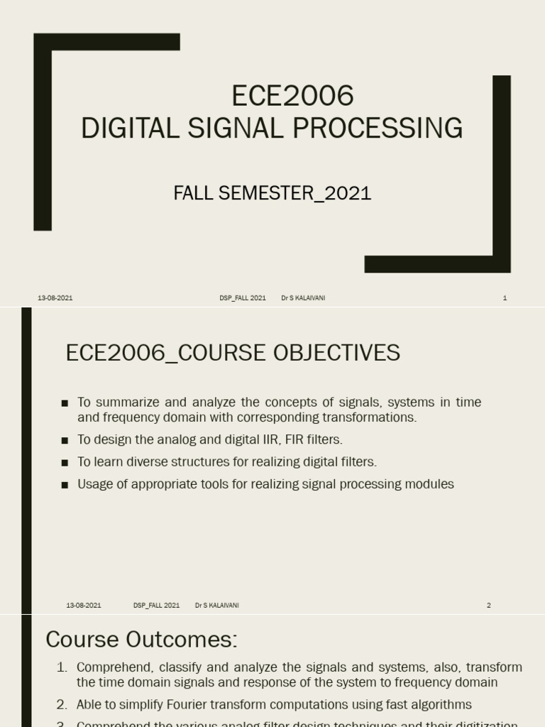 DSP Course Overview and Objectives | PDF | Applied Mathematics | Signal ...
