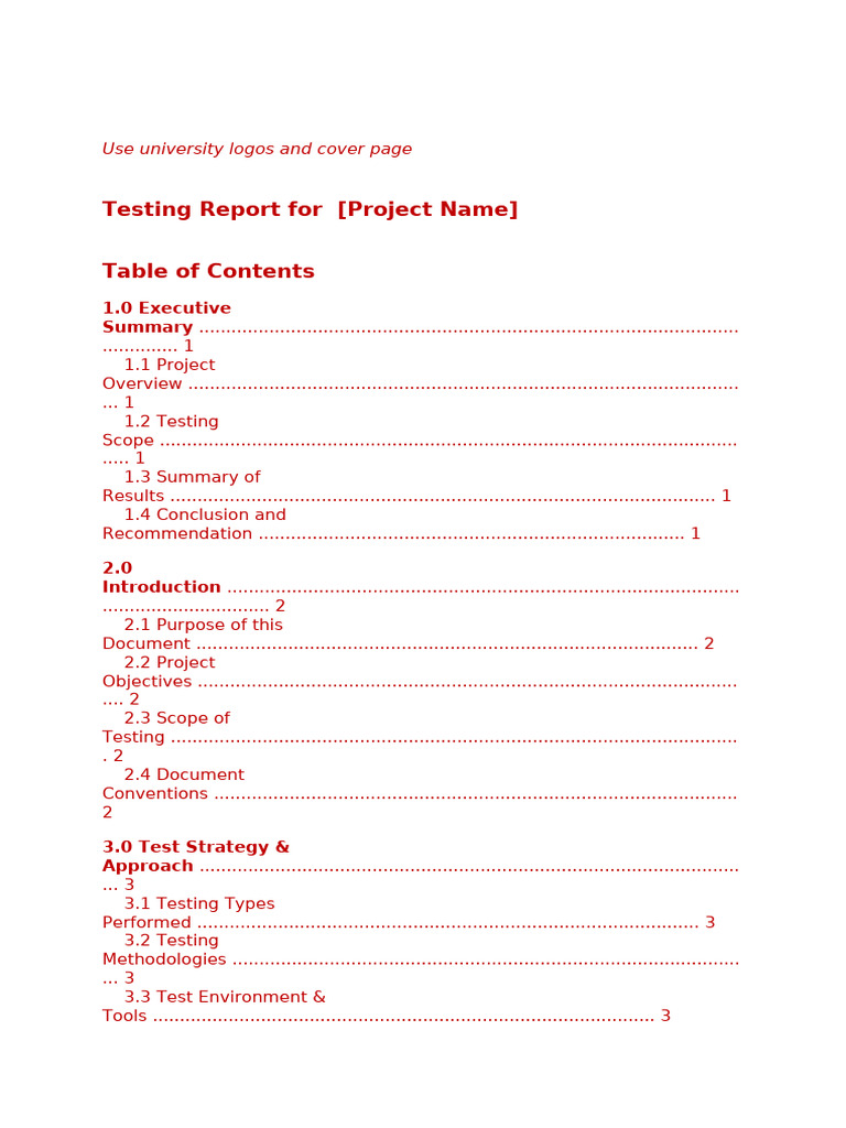 Testing Report Template | PDF | Software Engineering