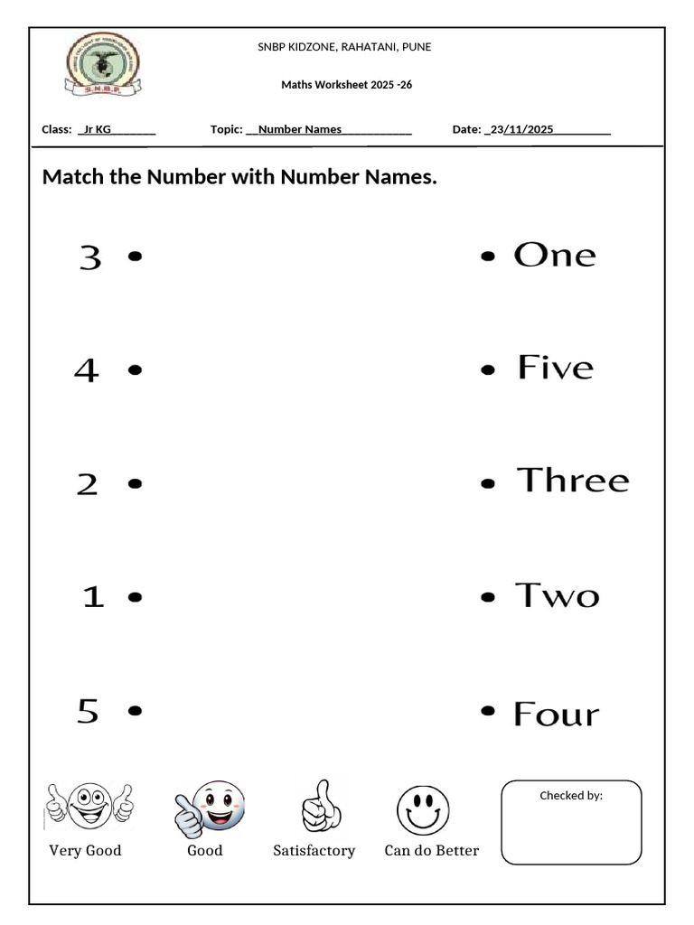 2025 - 26 Worksheet Maths and ENG JR - KG | PDF