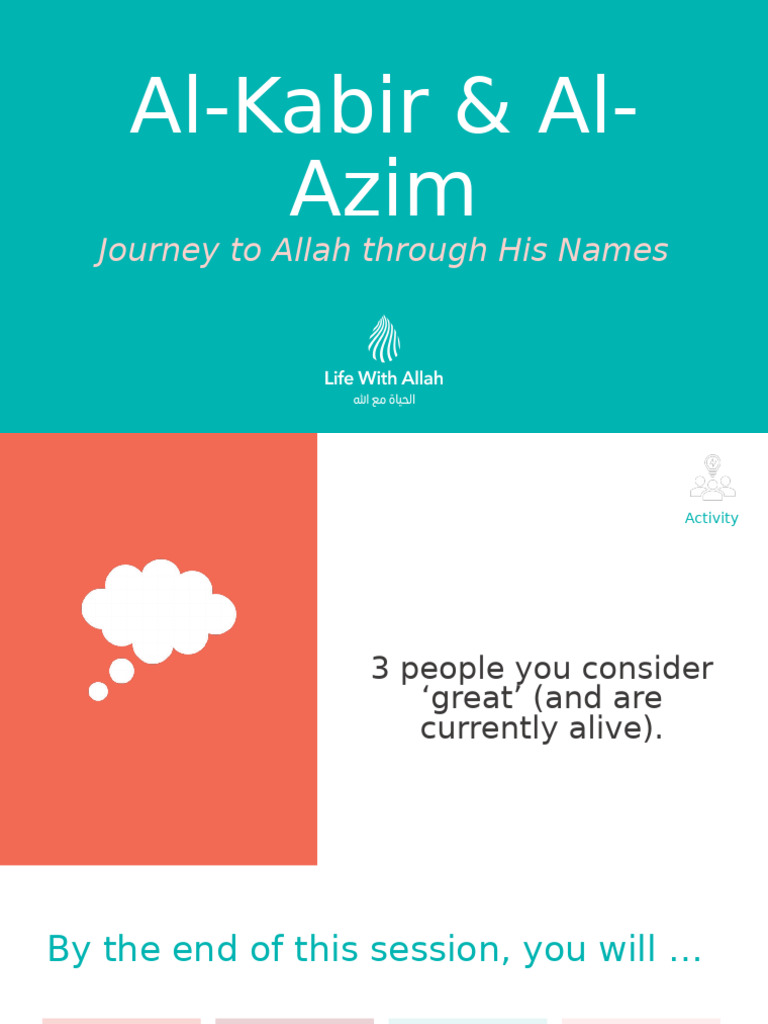 Al Kabir and Al Azim for Adults and Teens | PDF | God In Islam ...