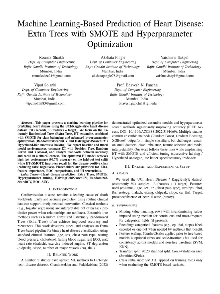 Heart Disease Prediction with Extra Trees | PDF | Receiver Operating ...