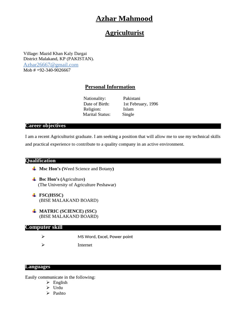 Azhar CV | PDF