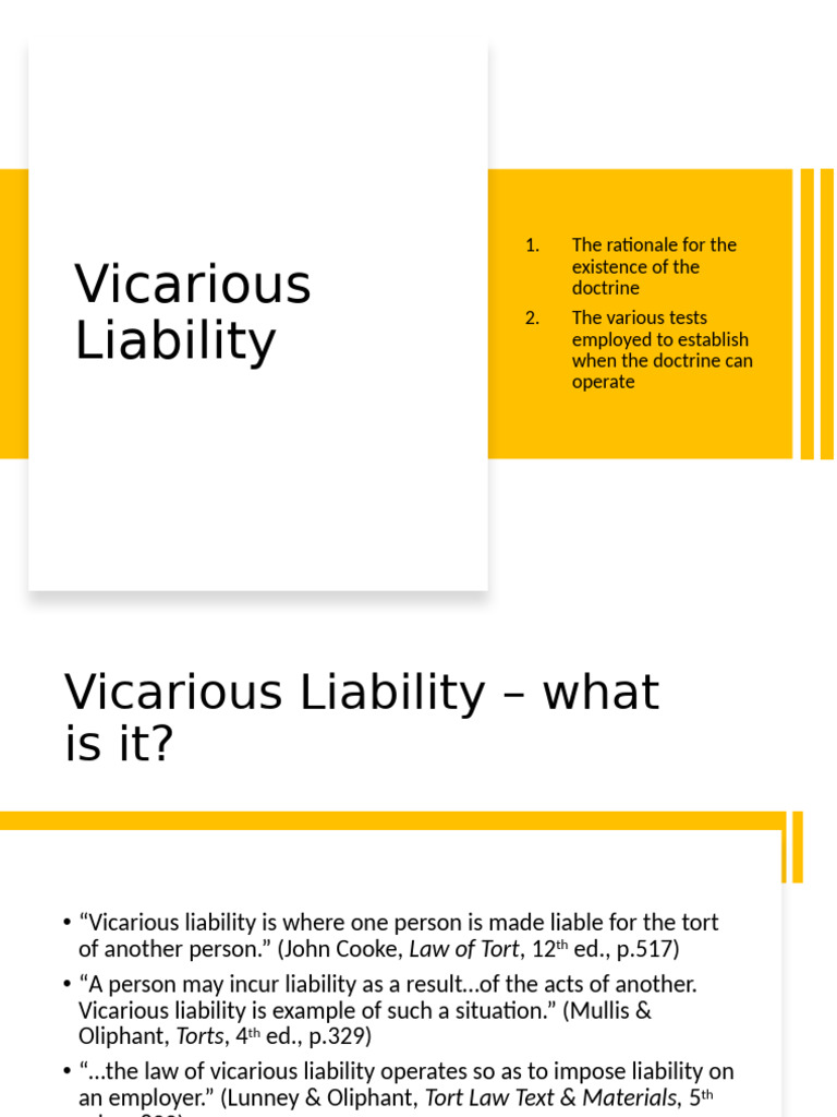 Understanding Vicarious Liability in Law | PDF | Vicarious Liability ...