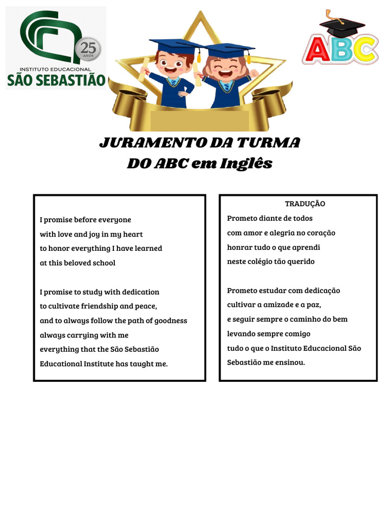 ABC Class Pledge in English and Translation | PDF