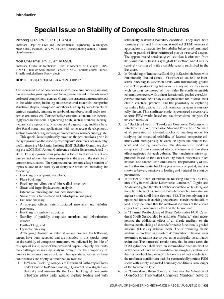 Stability of Composite Structures Insights | PDF | Buckling | Beam ...