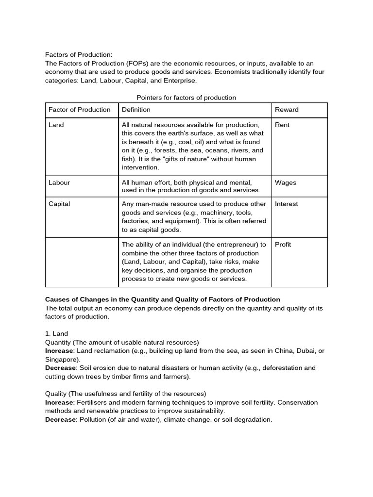 Understanding Factors of Production | PDF | Factors Of Production ...