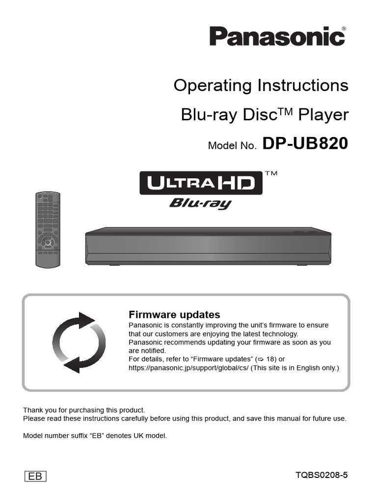 Panasonic DP-UB820 Blu-ray Player Guide | PDF | Ac Power Plugs And ...
