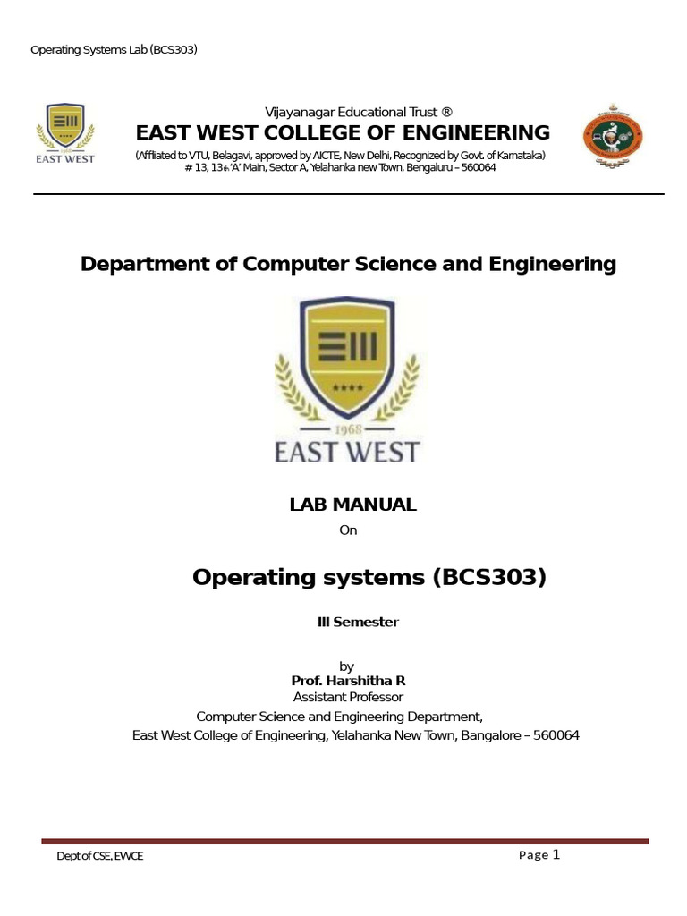 Operating Systems Lab Manual BCS303 | PDF | Computer Programming ...