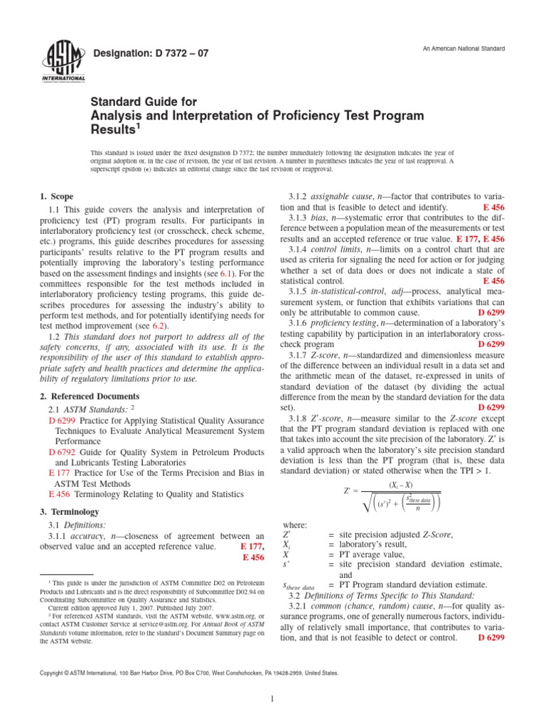 Proficiency Test Program Analysis Guide | PDF | Standard Score ...