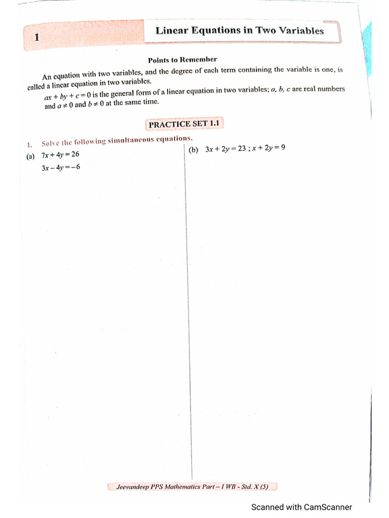 Linear Equation in Two Variables. (Extra Questions) | PDF
