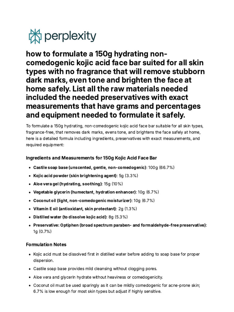 How to Formulate a 150g Hydrating Non-comedogenic (1) | PDF | Soap ...