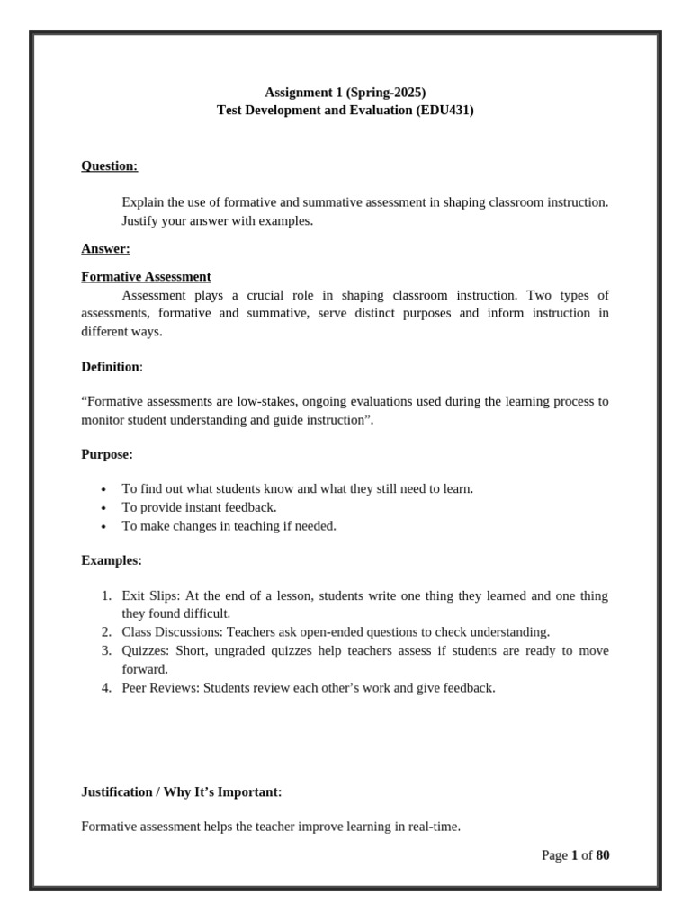 Formative vs Summative Assessment Guide | PDF | Educational Assessment ...