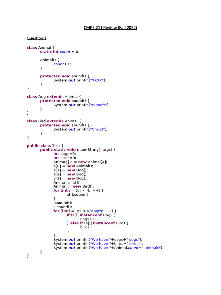 CMPE 211 Fall 2022 Java Review | PDF | Systems Architecture | Computer ...