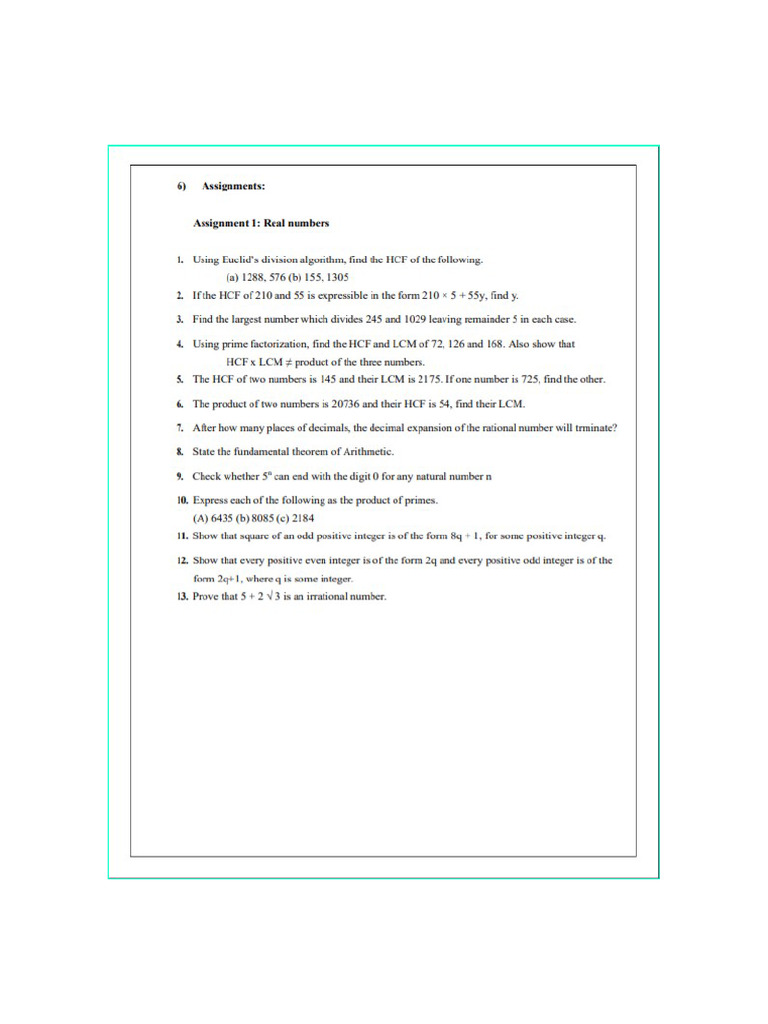 Assignment 1 - Real Numbers | PDF