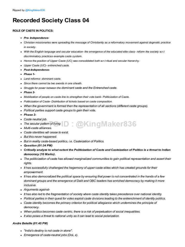 Caste Politics and Its Impact on Indian Democracy | PDF | Cost Of ...