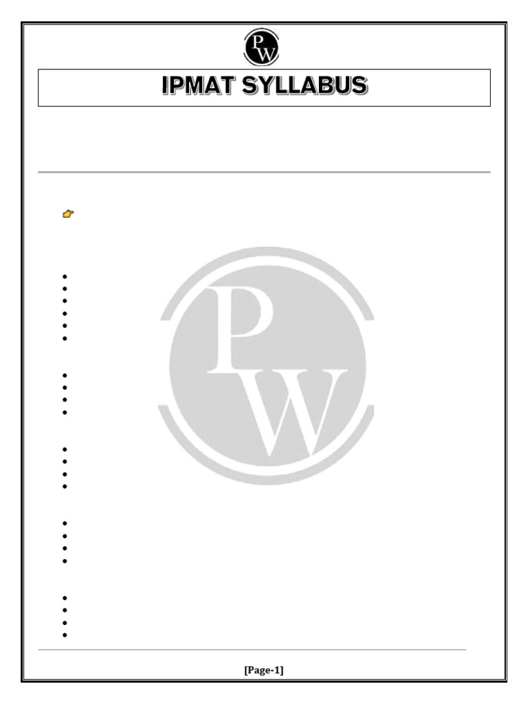 IPMAT Syllabus Breakdown and Key Topics | PDF