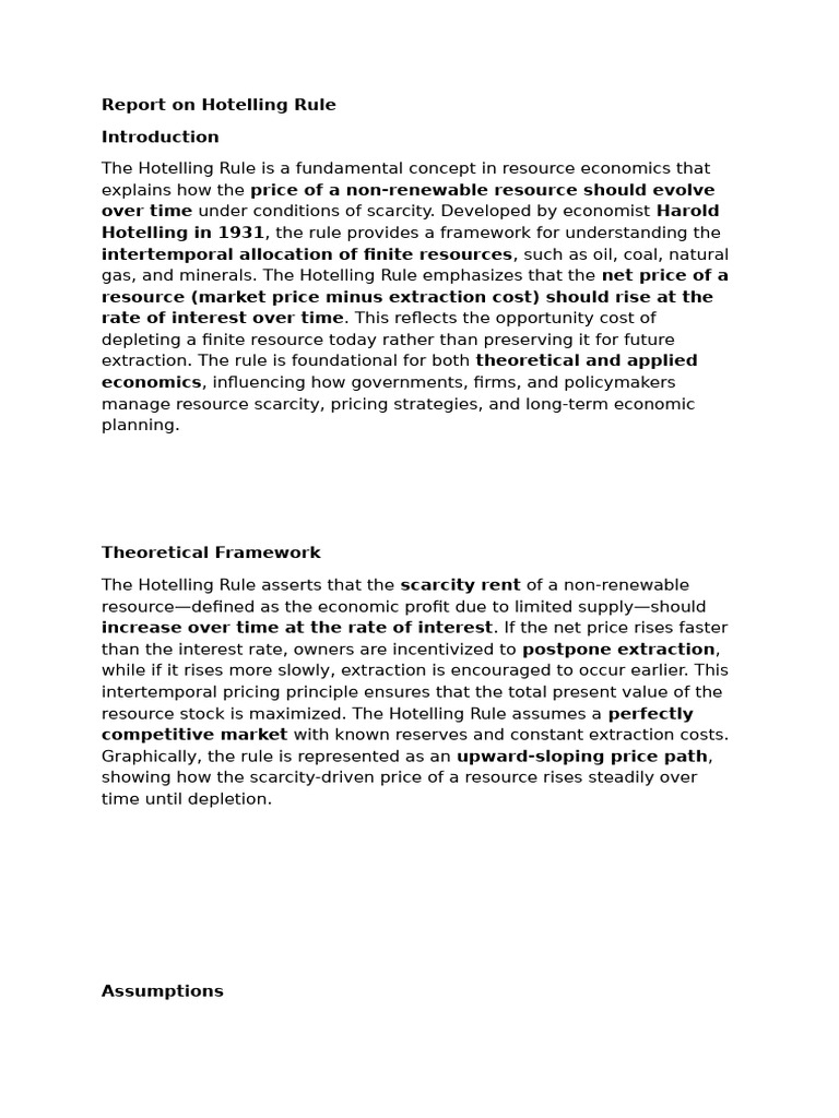 Understanding the Hotelling Rule in Economics | PDF | Economics ...