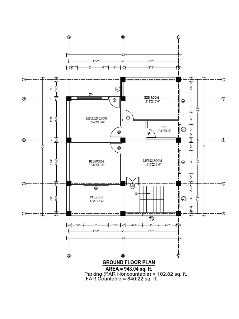 Detailed Ground Floor Plan Layout | PDF