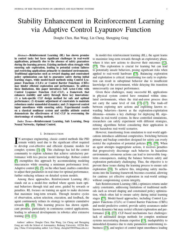 Safe Reinforcement Learning with CLFs | PDF | Control Theory | Applied ...