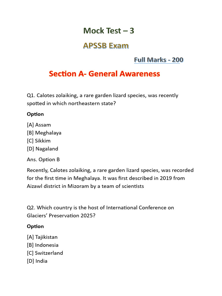 APSSB Exam Questions and Answers | PDF | Area | Verb