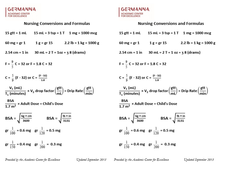 Nursing Conversions and Formulas Guide | PDF | Drugs