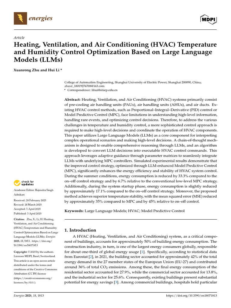 HVAC Control Optimization with LLMs | PDF | Energy Conservation ...