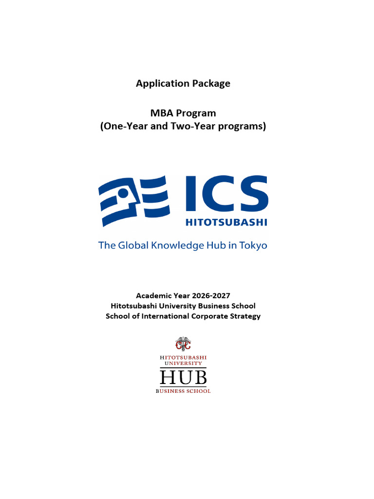 Hitotsubashi MBA Program 2026-2027 Guide | PDF | Graduate Management ...