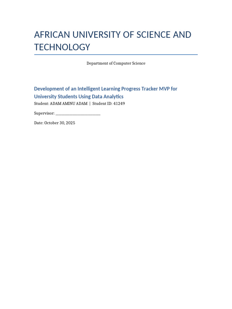 Intelligent Learning Tracker MVP for Students | PDF | Analytics | Learning