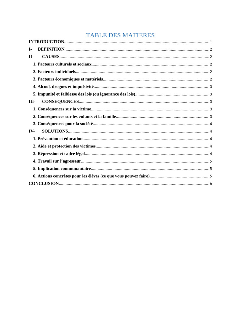 Comprendre la violence conjugale : causes et solutions | PDF | La ...