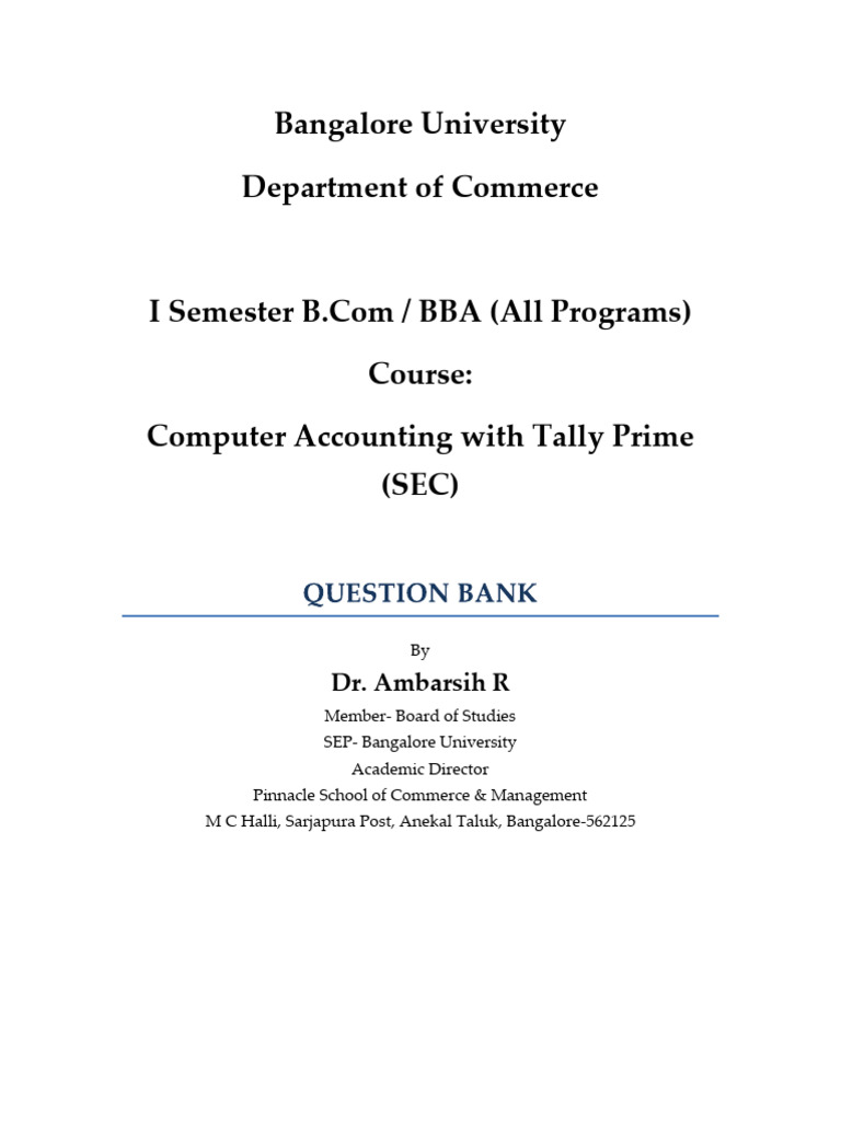 Computer Accounting with Tally Prime Guide | PDF | Debits And Credits ...