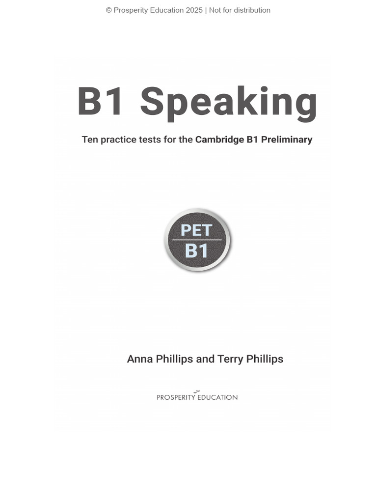 Cambridge B1 Preliminary Speaking Tests | PDF | Human Communication ...