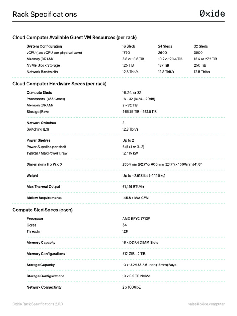 Oxide Rack Specifications – 20250217 | PDF | Central Processing Unit ...