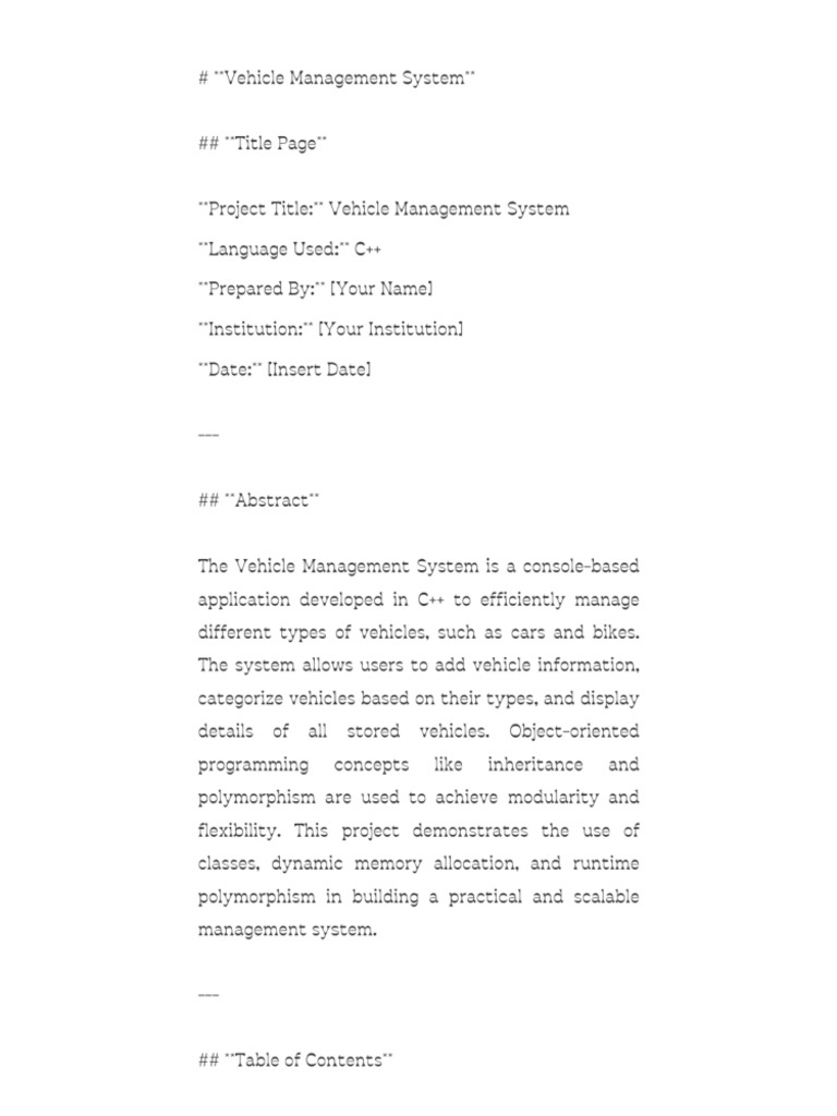 Vehicle Management System Mini Project | PDF