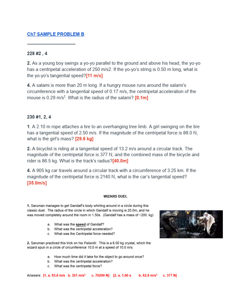 Centripetal Force and Motion Problems | PDF | Force | Mechanics