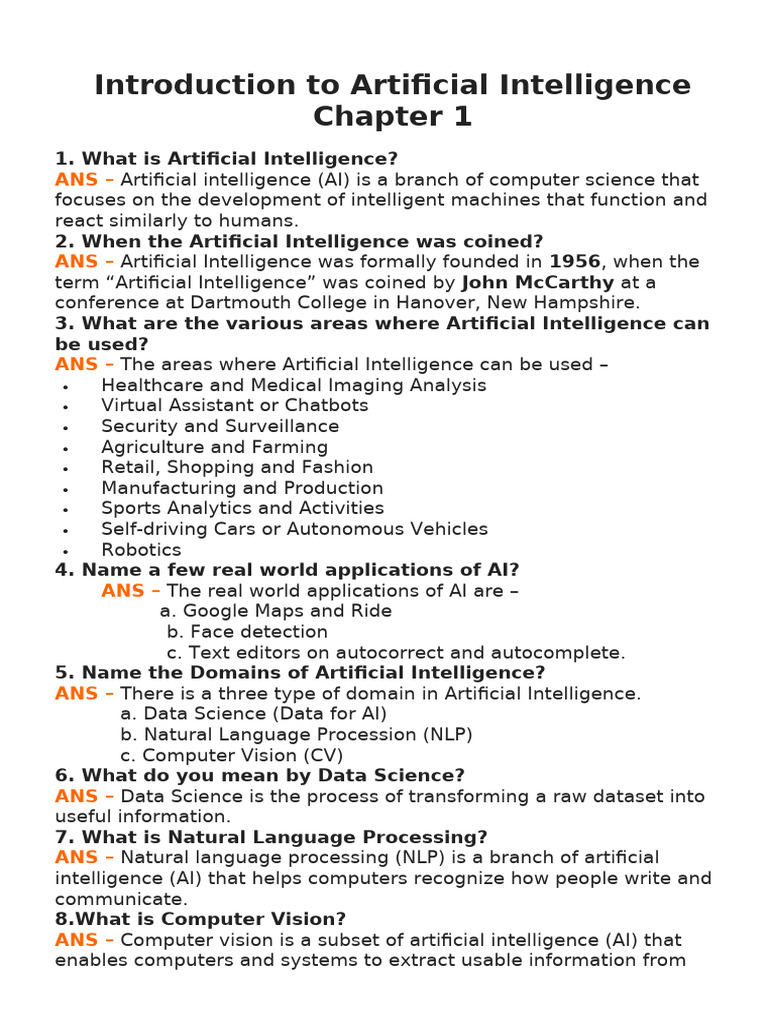 Overview of Artificial Intelligence Concepts | PDF | Artificial ...