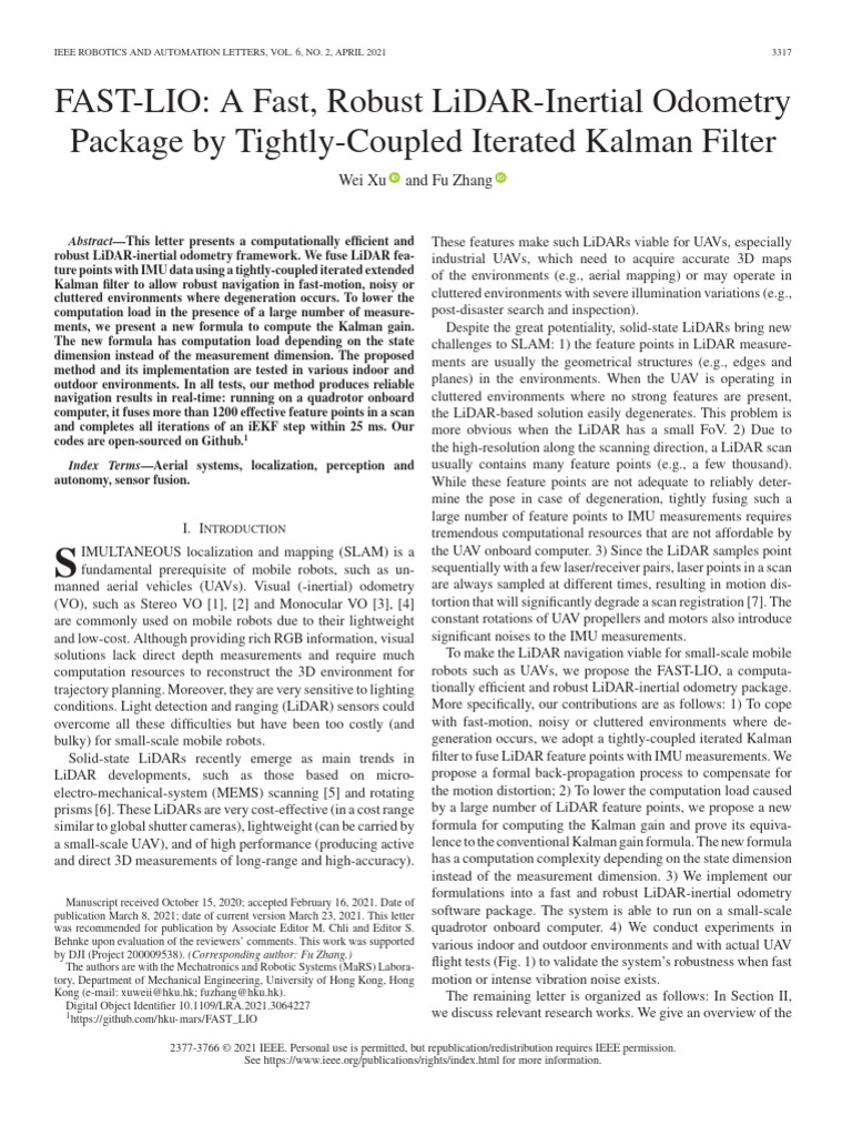 FAST Lio (Forward Propagation) | PDF | Lidar | Kalman Filter